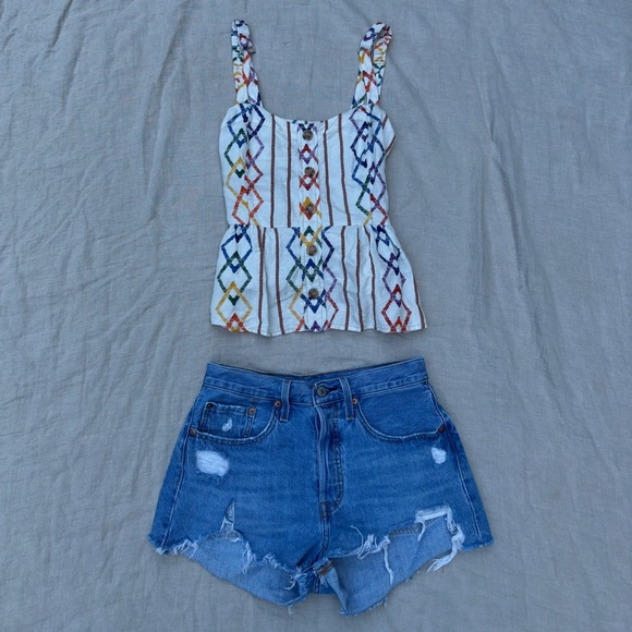 Anthropologie Current Air Los Size S Rainbow and White Tank Top - Picture 5 of 9